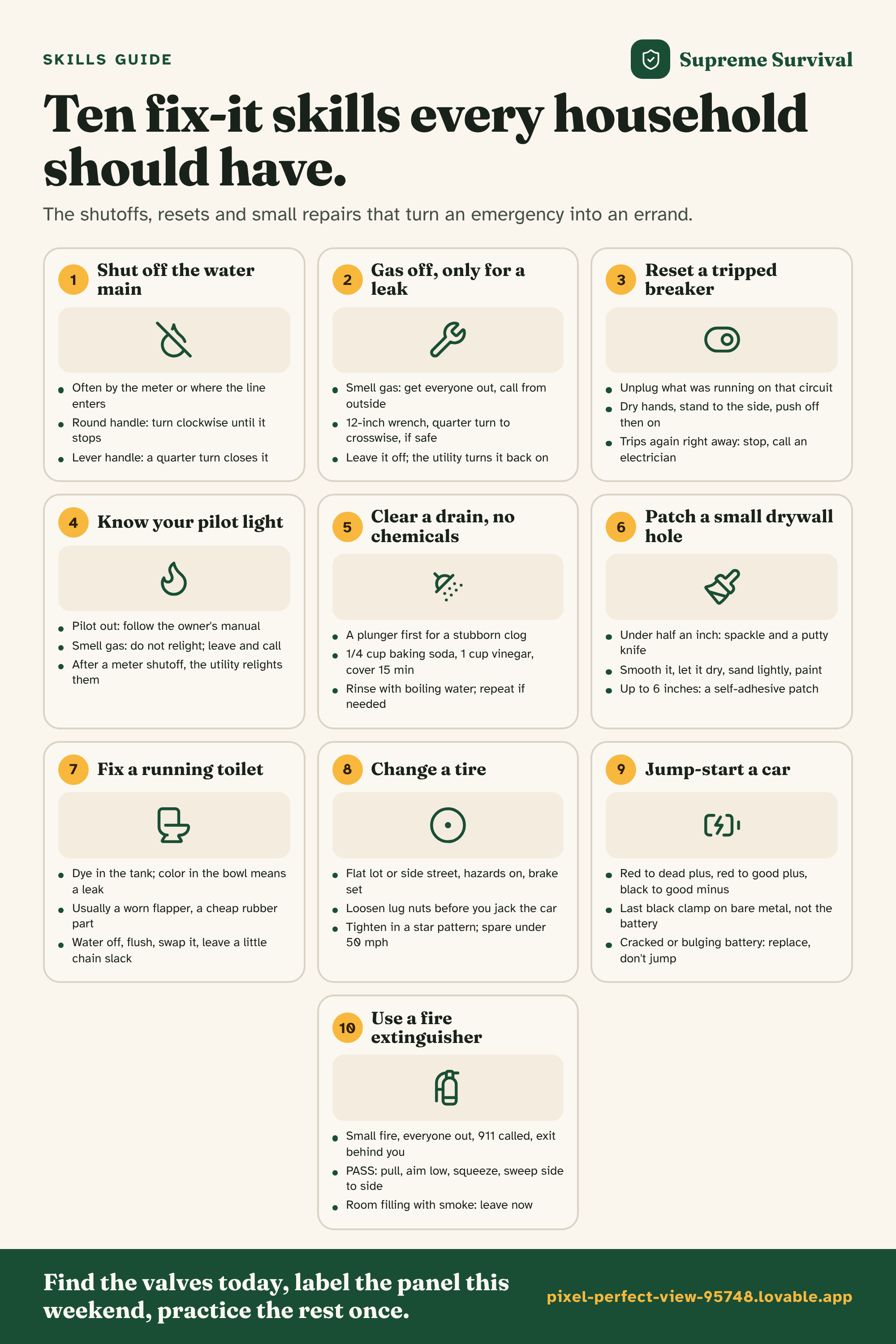 Ten fix-it skills every household should have. as one saveable image